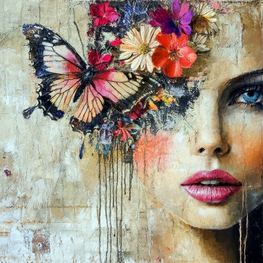 Vrouw vlinders schilderij